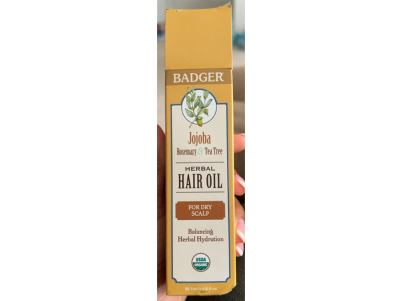 Badger Herbal Hair Oil, Jojoba, Rosemary & Tea Tree, 2 fl oz/59.1 mL