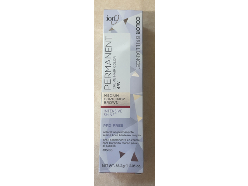 Ion Color Brilliance Permanent Creme Hair Color, 4RV Medium Burgundy Brown, 2.05 oz/58.2 g