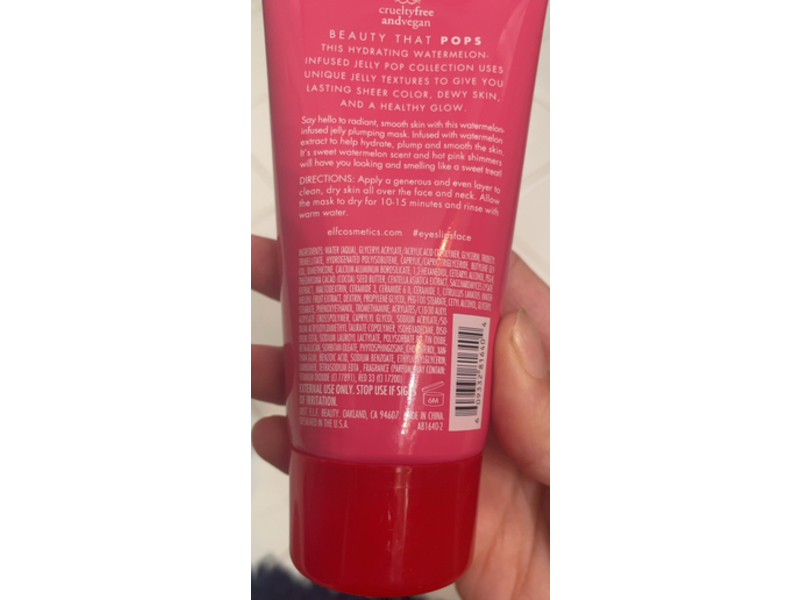 e.l.f Jellypop Glitter Watermelon Face Mask, 2.82 oz/80 g