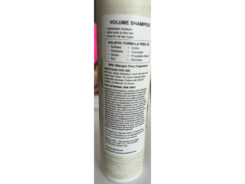 Enjoy Holistic Volume Shampoo, Avocado Bamboo Fragrance, 10.1 fl oz/300 mL
