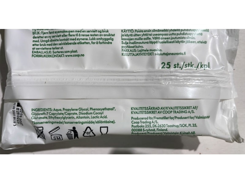 Coop Anglamark Make-Up Cleansing Wipes, 25 Count