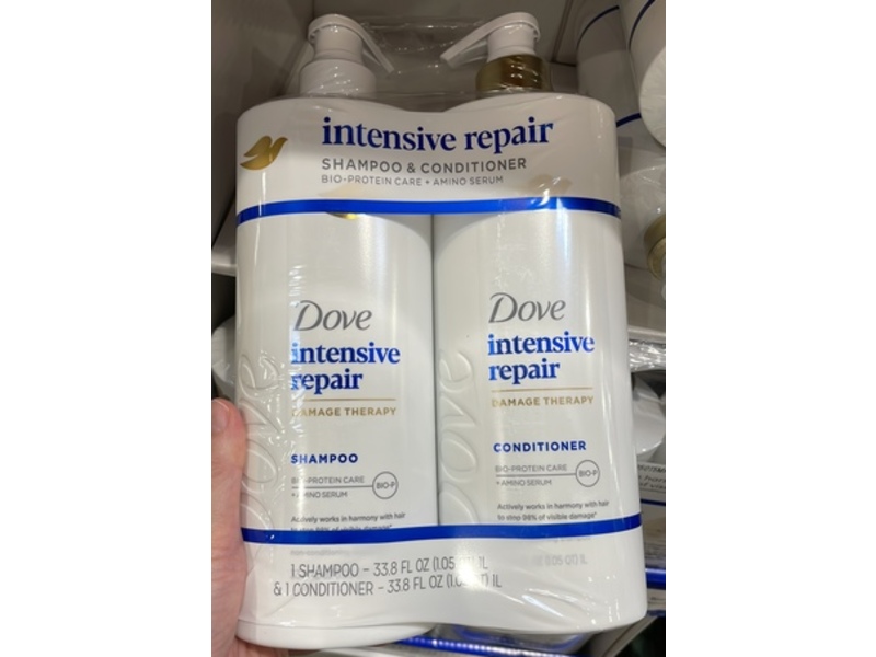 Dove Intensive Repair Damage Therapy Shampoo & Conditioner Set, 33.8 fl oz/1 L