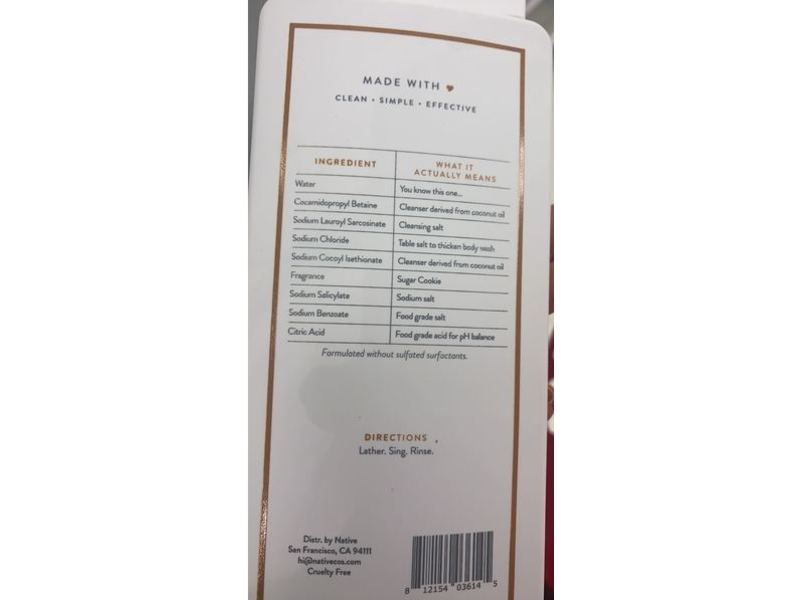 Native Limited Edition Body Wash, Sugar Cookie, 18 fl oz/532 mL