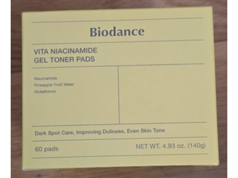 Biodance Vita Niacinamide Gel Toner Pads, Niacinamide + Pineapple Fruit Water, Glutathione, 4.93 oz/140 g, 60 Count