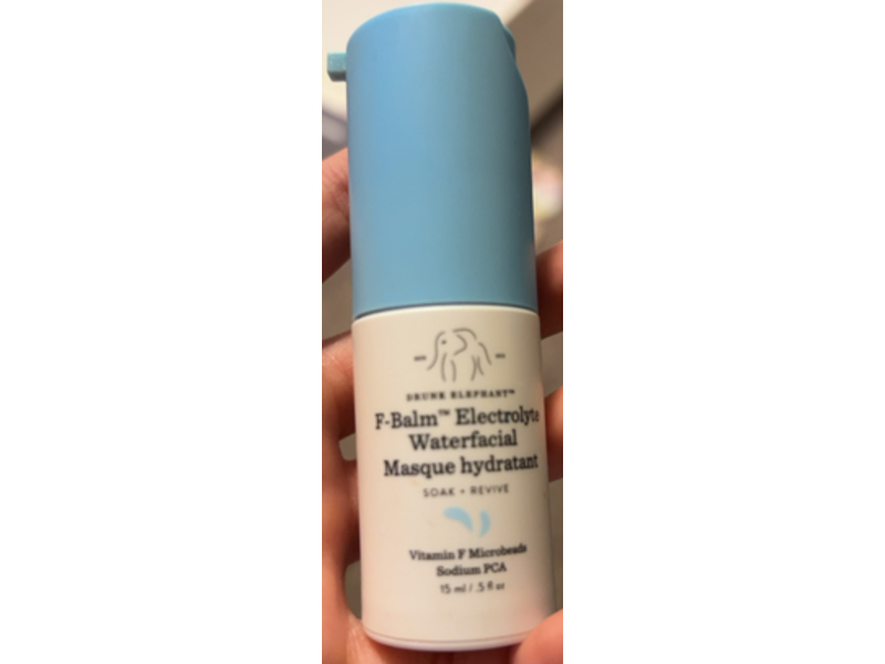 Drunk Elephant F-Balm Electrolyte Waterfacial Masque, Vitamin F Microbeads + Sodium Pca, 0.5 fl oz/15 mL