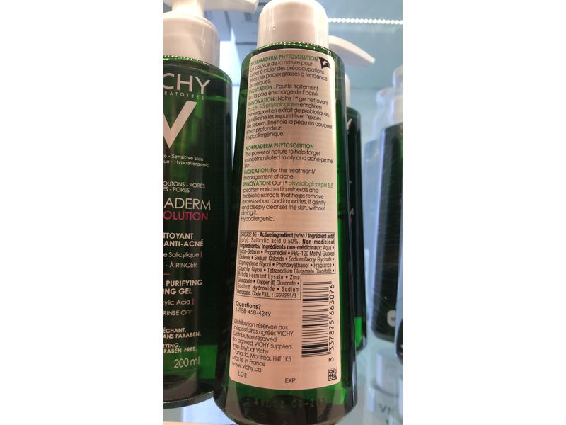 Vichy Normaderm Phytosolution Purifying Cleansing Gel, 6.7 fl oz/200 mL