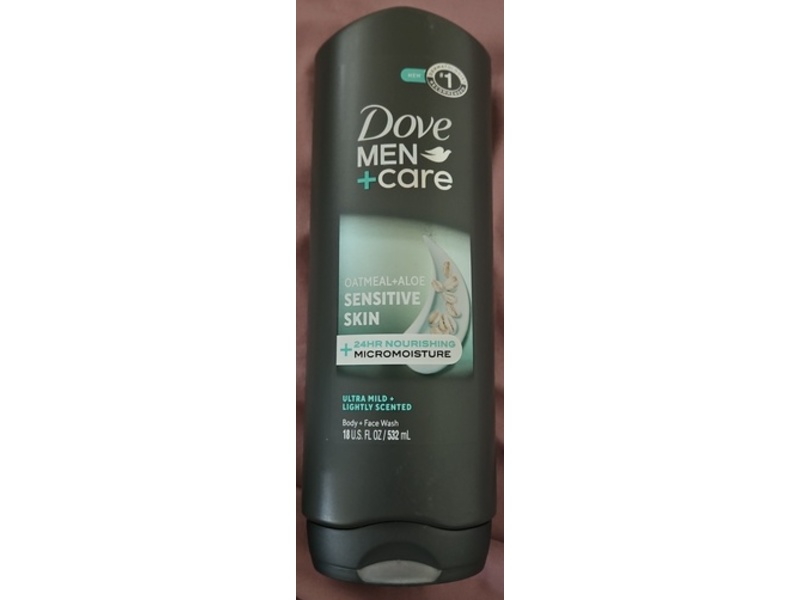 Dove Men + Care Body + Face Wash, Oatmeal & Aloe, 18 fl oz/532 mL, Pack Of 4
