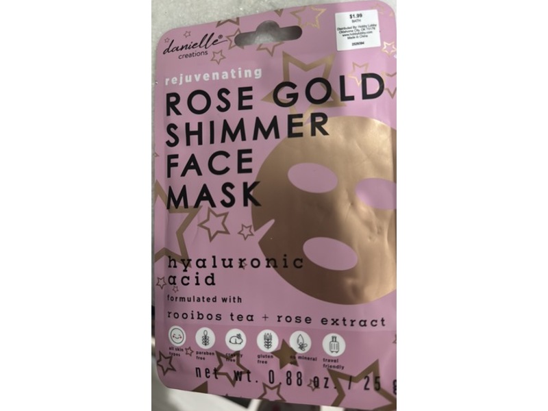 Danielle Creations Shimmer Face Mask, Rose Gold, 0.88 oz/25 g