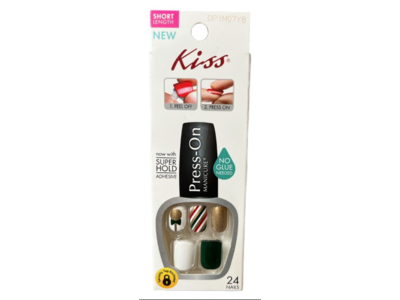 Kiss Press On Manicure, Matte Pink Red Flower