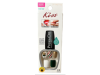 Kiss Press On Manicure, Matte Pink Red Flower - Image 2