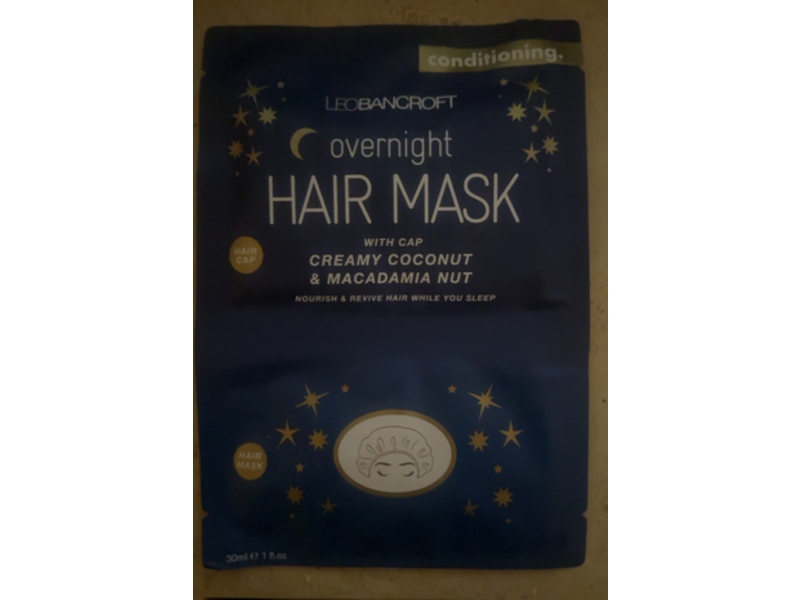 Leo Bancroft Conditioning Overnight Hair Mask, Creamy Coconut & Macadamia Nut, 1 fl oz/30 mL