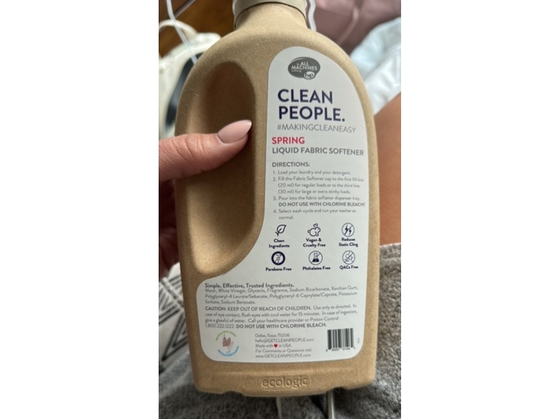 Clean People. Liquid Fabric Softener, Spring Scent, 70 Loads, 50 fl oz/1.48 L