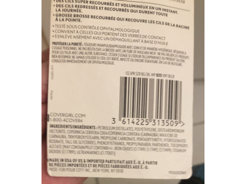 Covergirl The Super Sizer Big Curl Mascara, Very Black, 0.4 fl oz/12 mL