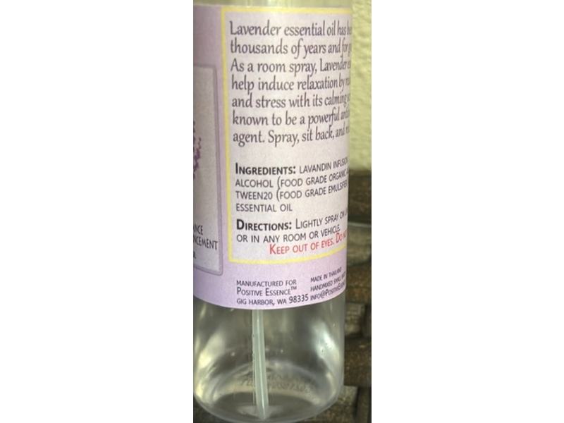 Positive Essence Aromatic Room & Linen Mist, Lavender, 4 fl oz/120 mL