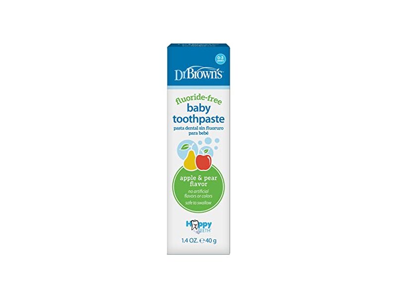 Dr. Brown's Baby Toothpaste, Apple Pear Flavor Toddlers and Kids Love, Fluoride Free 1.4oz
