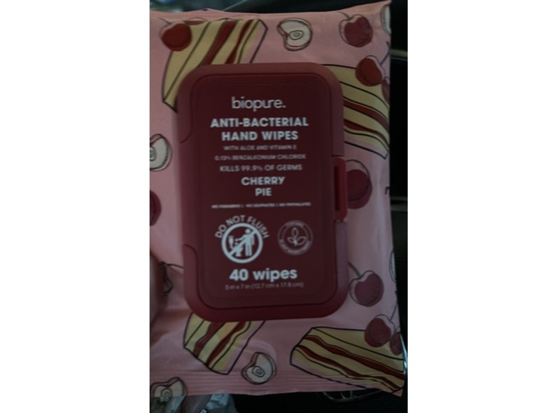 BioPure Anti-Bacterial Hand Wipes, Cherry Pie, 40 Count