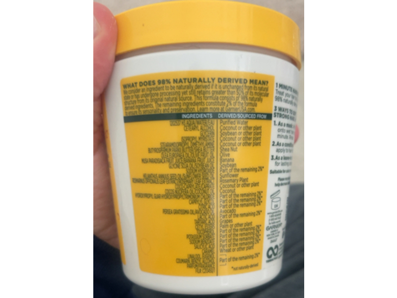 Garnier Fructis Strengthening Treat 1 Minute Hair Mask, Banana Extract, 13.5 fl oz/400 mL