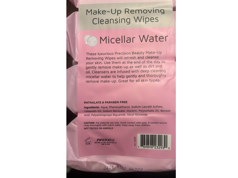 Precision Beauty Make-Up Removing Cleansing Wipes, Pack Of 4, 160 Count