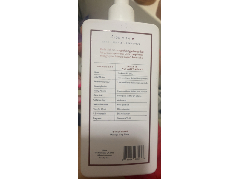 Native Hair Moisturizing Conditioner, Coconut & Vanilla, 16.5 fl oz/ 487 mL