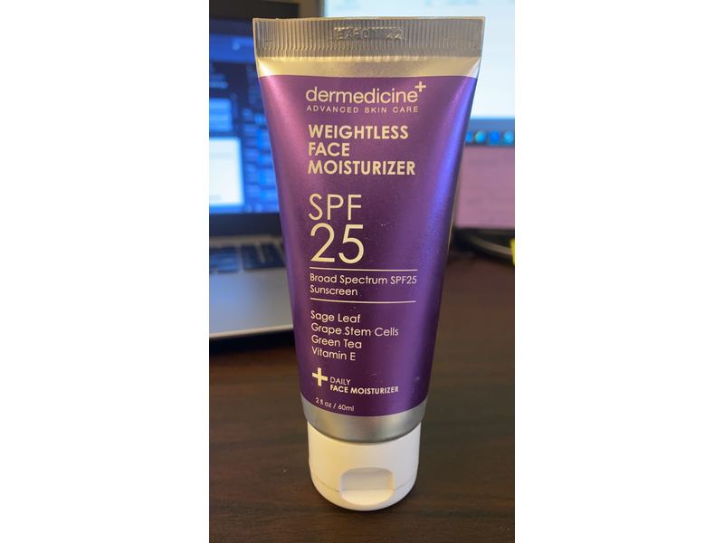 Weightless Daily Face Moisturizer Zinc Oxide Sunscreen with Broad Spectrum SPF 25 NET WT 2 oz / 60 g