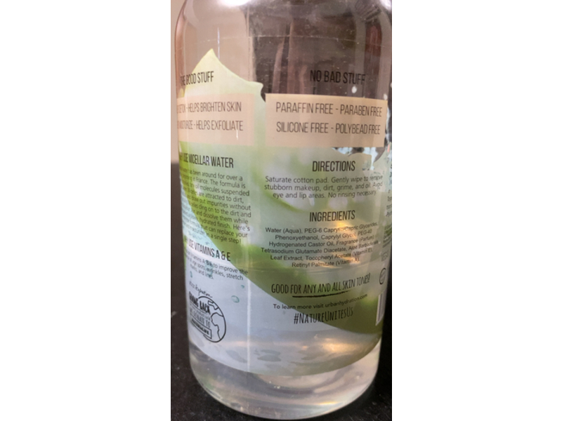 Urban Hydration Bright & Balanced Micellar Water, Aloe Vera Leaf , 16.9 fl oz/500 mL