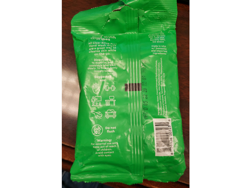 All Clear Rinse-Free Hand Wash Wipes, 20 Count, Pack Of 12