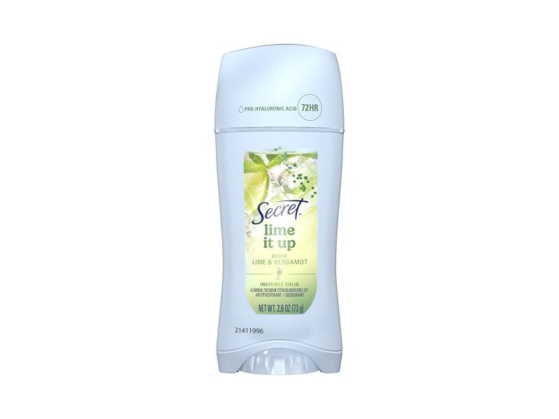 Secret Lime It Up Invisible Solid Antiperspirant Deodorant, Lime & Bergamot, 2.6 oz/73 g
