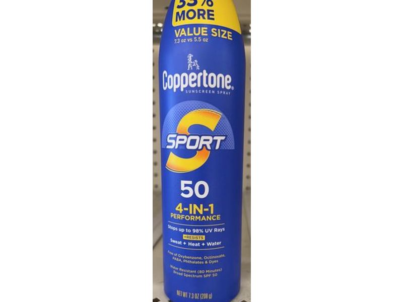Coppertone 4-In-1 Sport Sunscreen Spray, SPF 50, 7.3 fl oz/208 g