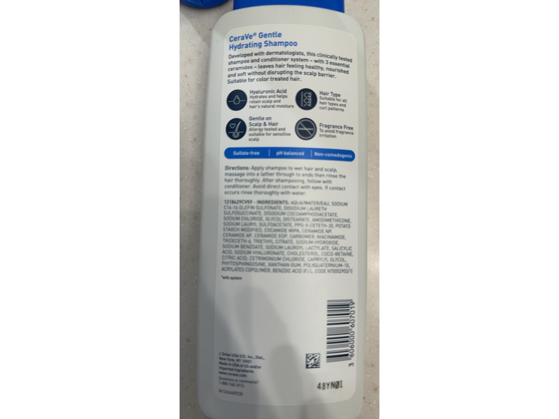 CeraVe Gentle Hydrating Shampoo, 12 oz/355 mL