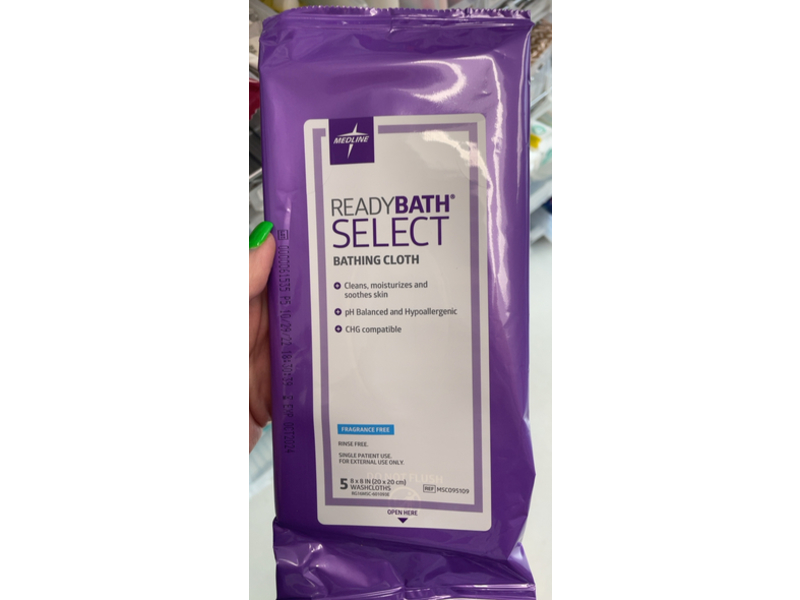 Medline Ready Bath Select Bathing Cloth, Fragrance Free, 5 Count