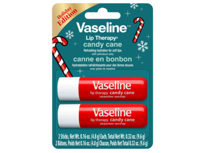 Vaseline Holiday Edition Lip Therapy Stick, Candy Cane, 0.16 oz/4,8 g, 2 Pack