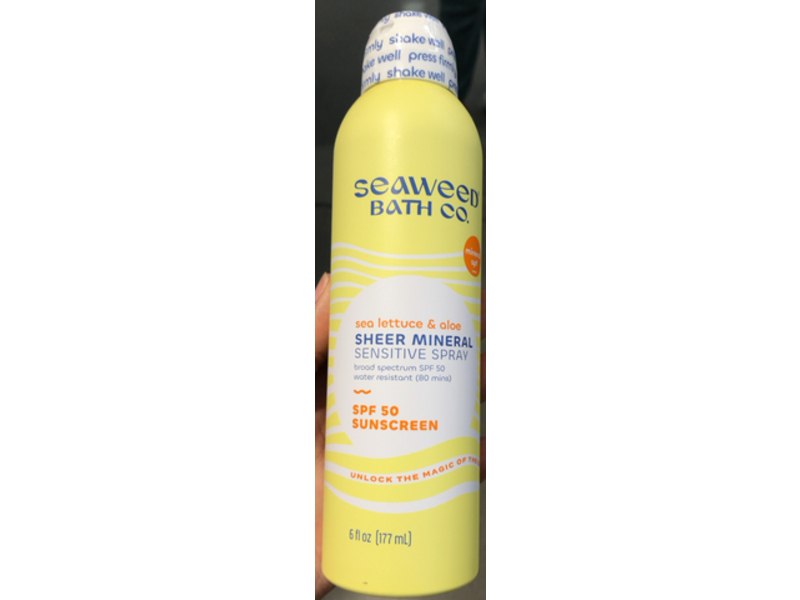 Seaweed Bath Co. Sheer Mineral Sensitive Sunscreen Spray, SPF 50, 6 fl oz/177 mL