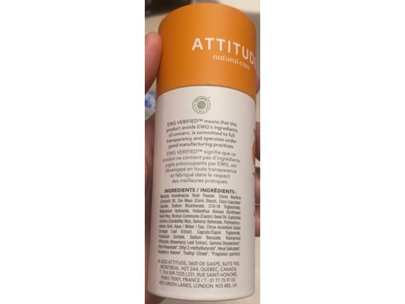 Attitude Super Leaves Deodorant, Orange Leaves, 3 oz/85 g