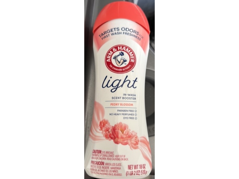 Arm & Hammer Light In-Wash Scent Booster, Peony Blossom, 18 oz/510 g