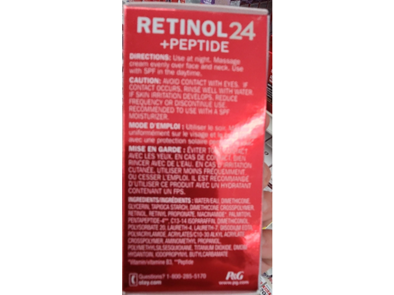 Olay Retinol 24 +Peptide Night Hydrating Moisturizer, 0.5 oz/15 mL