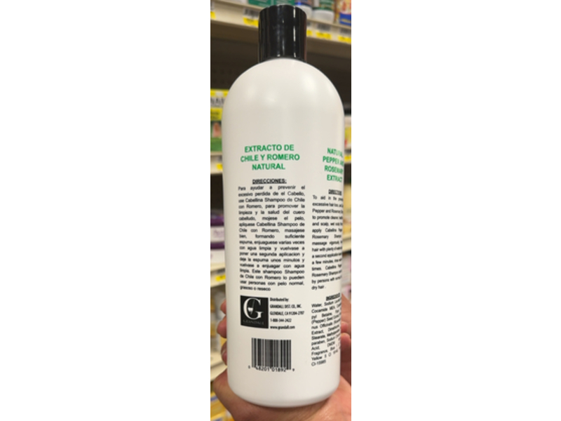 Cabellina Chile Con Romero Shampoo, Pepper & Rosemary Natural Extract, 32 fl oz/960 mL