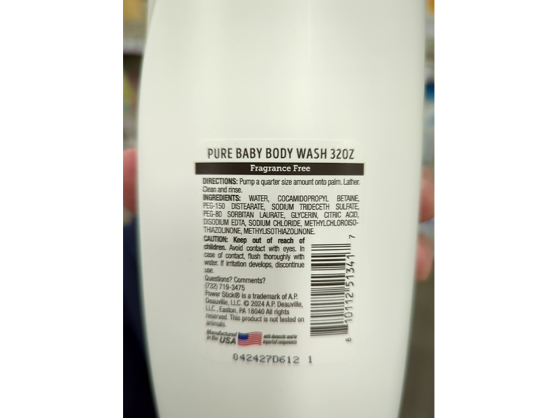 Baby Care Pure Baby Body Wash & Shampoo, Fragrance Free, 32 fl oz/946 mL