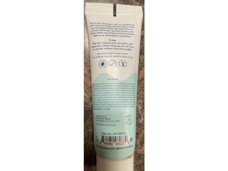 The Creme Shop Jelly Mylk Double Cleanser, Green Tea Rice Enzyme White Water Lily, 1.01 oz/30 mL