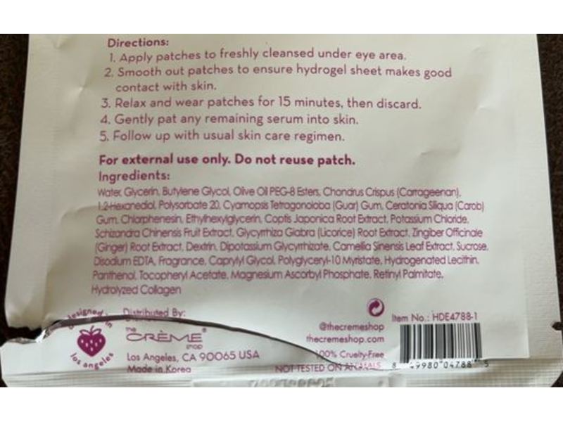 The Creme Shop Youthful Hydrogel Under Eye Patches, 0.14 oz/4 g