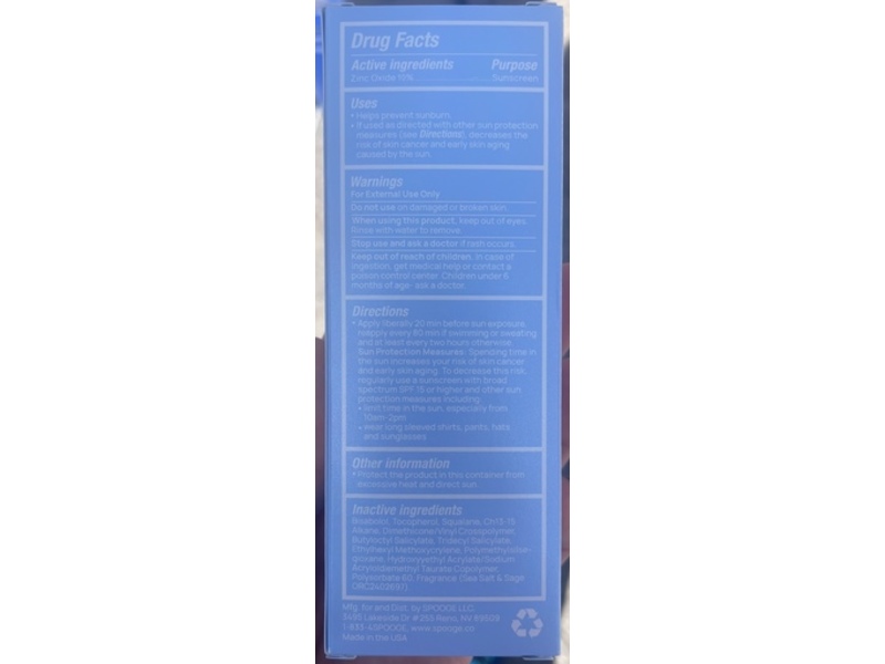 Spooge Ghosted Mineral All-Screen Sunscreen, SPF 30, Bisabolol+Vitamin E, 1.7 fl oz/50 mL