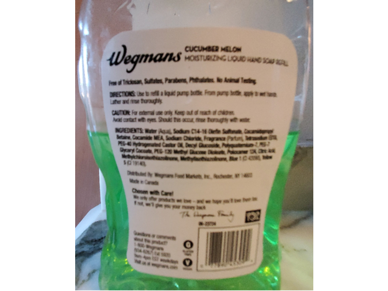 Wegmans Moisturizing Liquid Hand Soap, Cucumber Melon, Refill, 56 fl oz/1.06 L