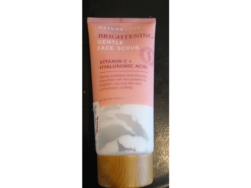 Nature Love Brightening Gentle Face Scrub, Vitamin C + Hyaluronic Acid, 6 oz/170 g