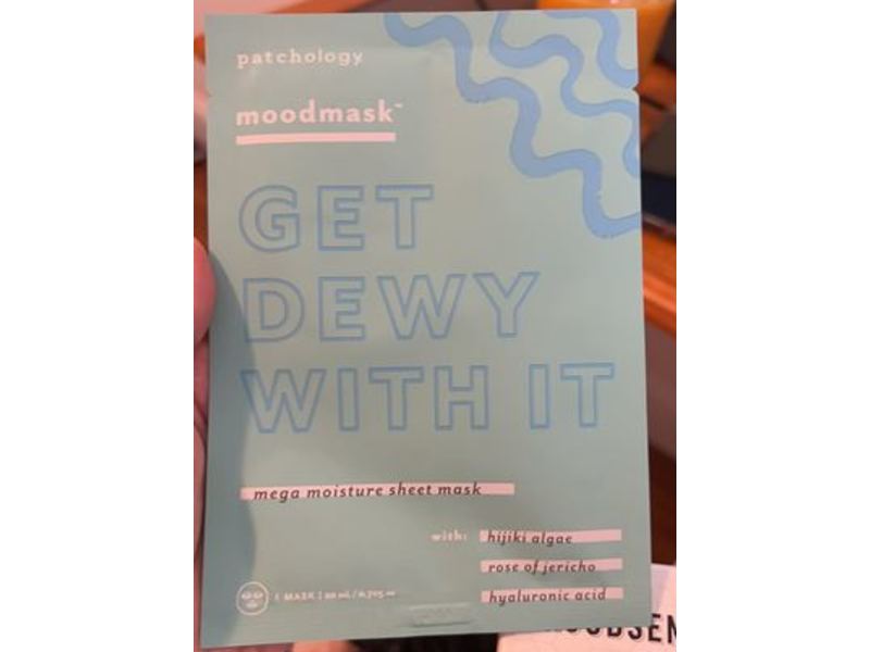 Patchology Get Dewy With It Mega Moisture Sheet Mask, Hijiki Algac, Rose Of Jericho, Hyaluronic Acid, 0.705 oz/20 mL