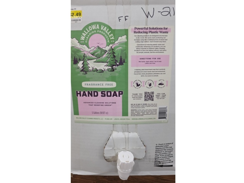 Wallowa Valley Cleaning Products Hand Soap, Fragrance Free, 18.2 L