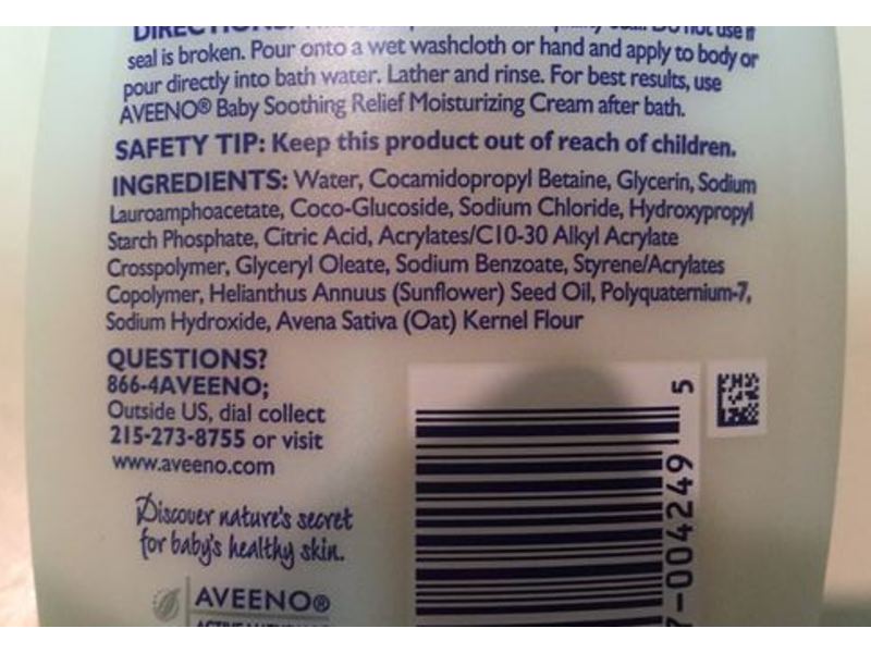 Aveeno Baby Creamy Wash Natural Oatmeal, Fragrance Free, 8 fl oz/236 mL