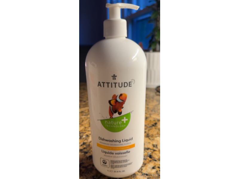 Attitude Liquid Dish Detergent, Citrus Zest, 33.8 fl oz/1 L