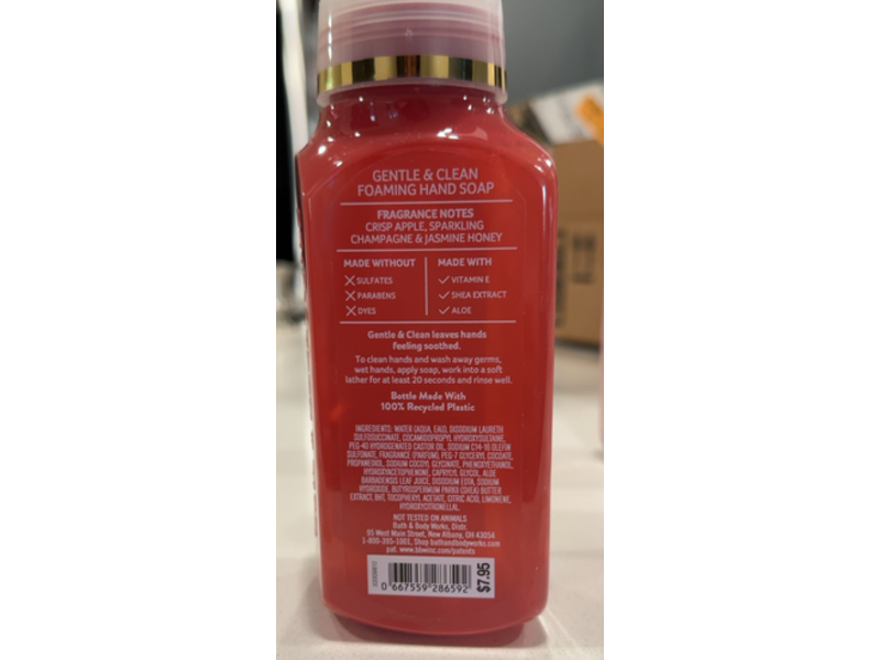 Bath & Body Works Gentle & Clean Foaming Hand Soap, Champagne Apple & Honey, 8.75 fl oz/250 mL