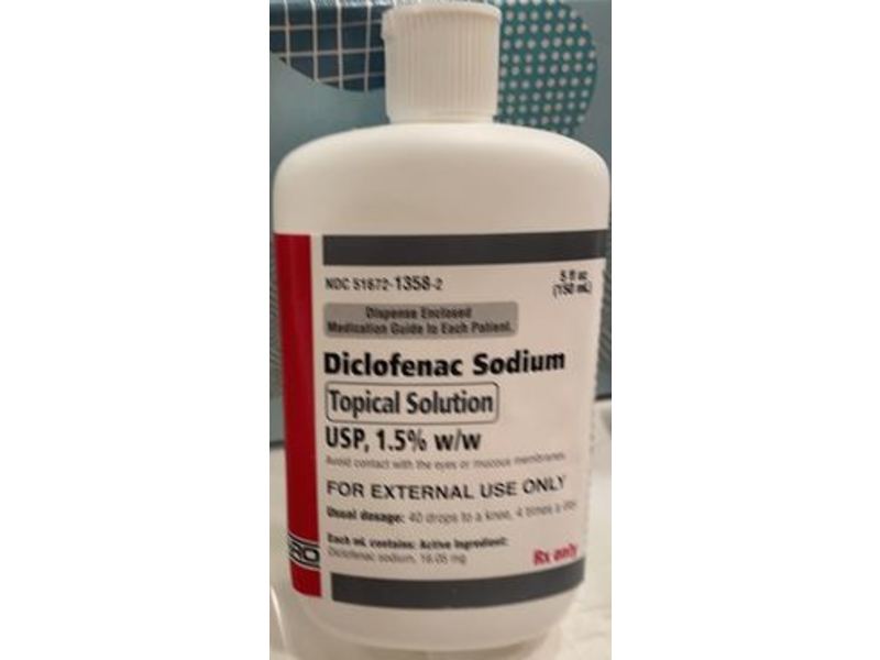 Diclofenac Sodium Topical Solution, 1.5%, 150 mL Taro Pharma (RX)