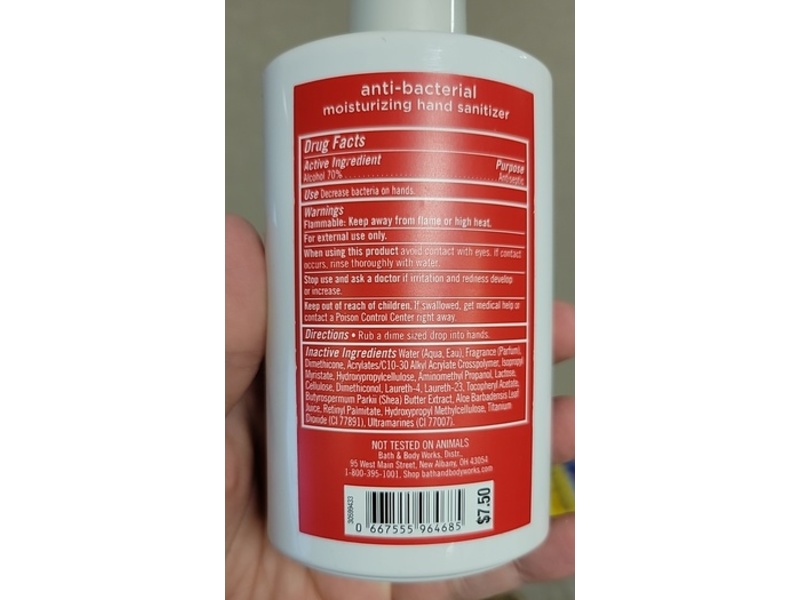 Bath & Body Works Anti Bacterial Moisturizing Hand Sanitizer, Japanese Cherry Blossom, 7.6 fl oz/225 mL