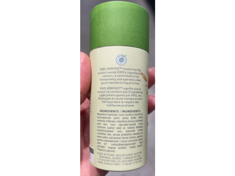 Attitude Sensitive Natural Care Deodorant, Oatmeal + Avocado Oil, 3 oz/85 g